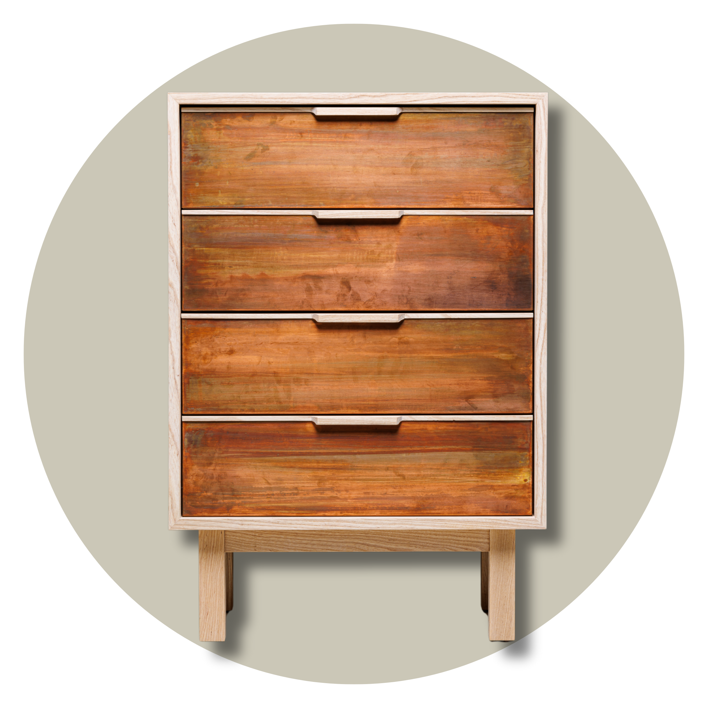 Sideboard aus Massivholz mit Kupferfront  oder Messingfront– handgefertigt im Christoph Steiger Studio.